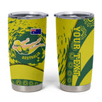 Personalized Australia Swimming Champion Tumbler Cup Freestyle Swimmer With Swirling Wave And Cultural Patterns