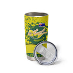 Personalized Australia Swimming Champion Tumbler Cup Freestyle Swimmer With Swirling Wave And Cultural Patterns