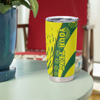 Personalized Australia Swimming Champion Tumbler Cup Freestyle Swimmer With Swirling Wave And Cultural Patterns