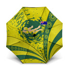 Personalized Australia Swimming Champion Umbrella Freestyle Swimmer With Swirling Wave And Cultural Patterns