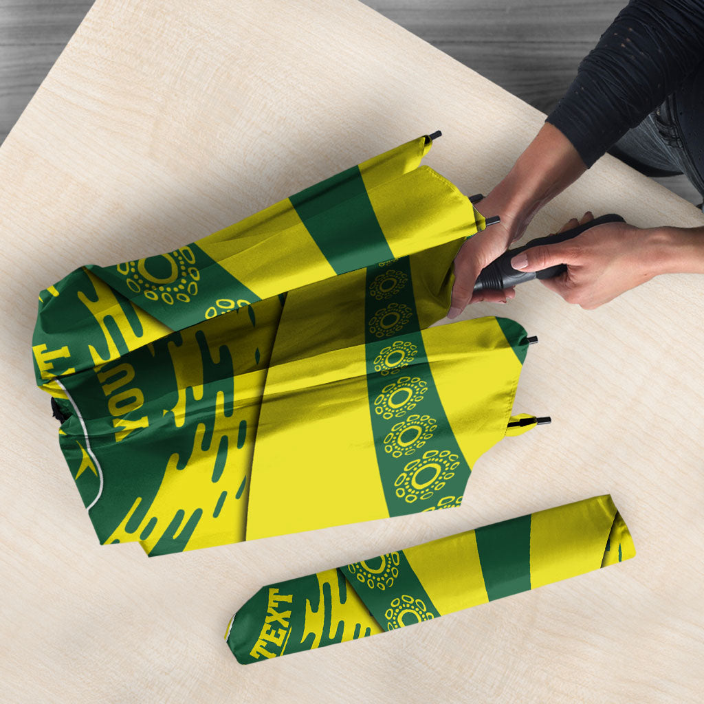 Personalized Australia Swimming Champion Umbrella Freestyle Swimmer With Swirling Wave And Cultural Patterns