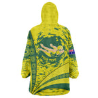 Personalized Australia Swimming Champion Wearable Blanket Hoodie Freestyle Swimmer With Swirling Wave And Cultural Patterns