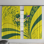 Personalized Australia Swimming Champion Window Curtain Freestyle Swimmer With Swirling Wave And Cultural Patterns