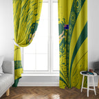Personalized Australia Swimming Champion Window Curtain Freestyle Swimmer With Swirling Wave And Cultural Patterns