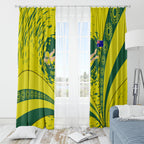 Personalized Australia Swimming Champion Window Curtain Freestyle Swimmer With Swirling Wave And Cultural Patterns