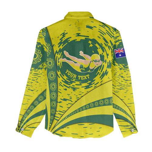 Personalized Australia Swimming Champion Women Casual Shirt Freestyle Swimmer With Swirling Wave And Cultural Patterns