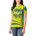 Personalized Australia Swimming Champion Women Polo Shirt Freestyle Swimmer With Swirling Wave And Cultural Patterns