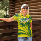 Personalized Australia Swimming Champion Women Polo Shirt Freestyle Swimmer With Swirling Wave And Cultural Patterns