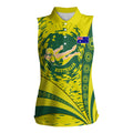 Personalized Australia Swimming Champion Women Sleeveless Polo Shirt Freestyle Swimmer With Swirling Wave And Cultural Patterns