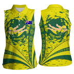 Personalized Australia Swimming Champion Women Sleeveless Polo Shirt Freestyle Swimmer With Swirling Wave And Cultural Patterns