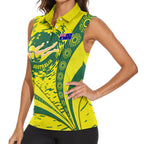 Personalized Australia Swimming Champion Women Sleeveless Polo Shirt Freestyle Swimmer With Swirling Wave And Cultural Patterns
