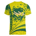 Personalized Australia Swimming Champion Women V-Neck T-Shirt Freestyle Swimmer With Swirling Wave And Cultural Patterns