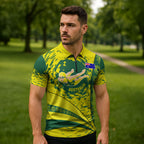 Personalized Australia Swimming Champion Zipper Polo Shirt Freestyle Swimmer With Swirling Wave And Cultural Patterns