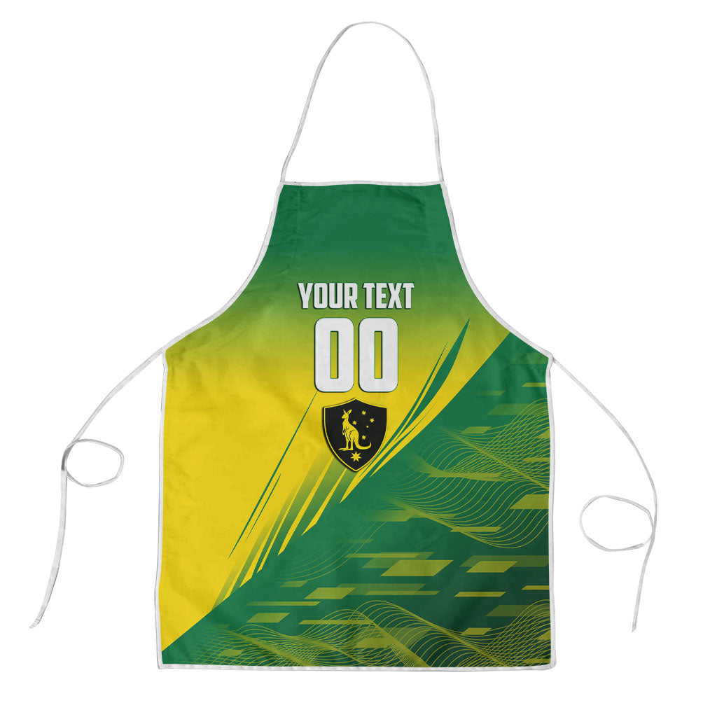 Personalized Socceroos Sport Apron Green Gold Dynamic Wave Pattern
