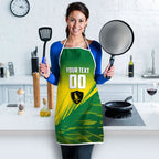 Personalized Socceroos Sport Apron Green Gold Dynamic Wave Pattern