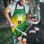 Personalized Socceroos Sport Apron Green Gold Dynamic Wave Pattern