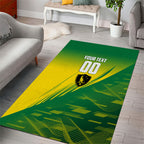 Personalized Socceroos Sport Area Rug Green Gold Dynamic Wave Pattern