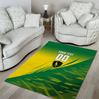Personalized Socceroos Sport Area Rug Green Gold Dynamic Wave Pattern