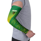 Personalized Socceroos Sport Arm Sleeves Green Gold Dynamic Wave Pattern