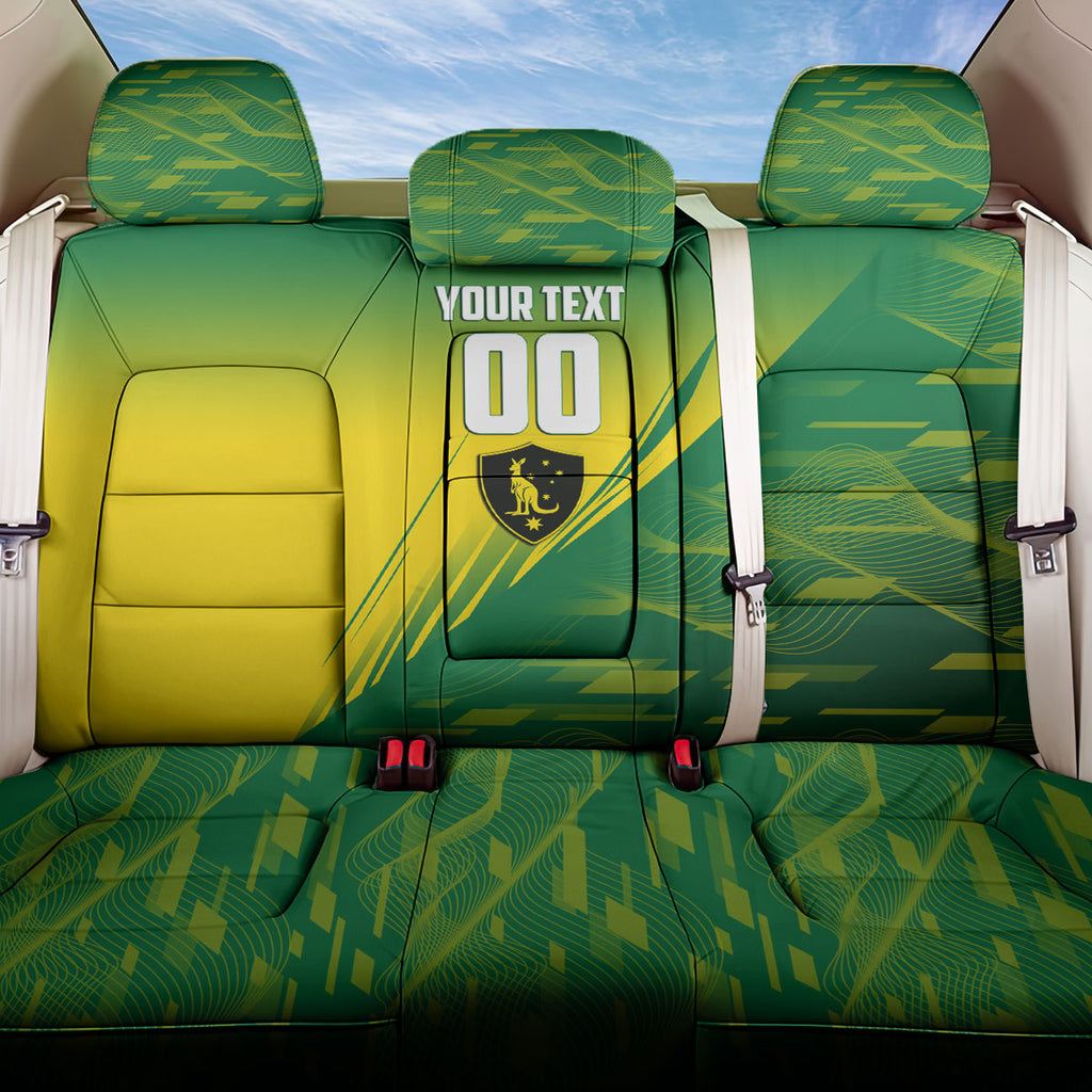 Personalized Socceroos Sport Back Car Seat Cover Green Gold Dynamic Wave Pattern