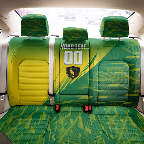 Personalized Socceroos Sport Back Car Seat Cover Green Gold Dynamic Wave Pattern