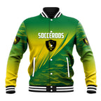 Personalized Socceroos Sport Baseball Jacket Green Gold Dynamic Wave Pattern