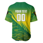 Personalized Socceroos Sport Baseball Jersey Green Gold Dynamic Wave Pattern
