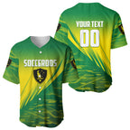 Personalized Socceroos Sport Baseball Jersey Green Gold Dynamic Wave Pattern