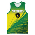 Personalized Socceroos Sport Basketball Jersey Green Gold Dynamic Wave Pattern