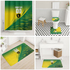 Personalized Socceroos Sport Bathroom Set Green Gold Dynamic Wave Pattern