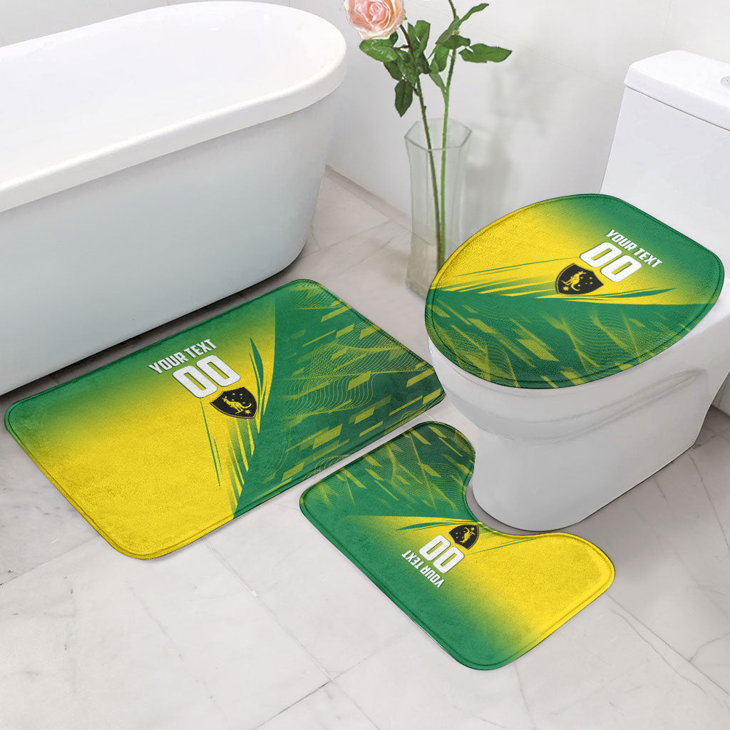 Personalized Socceroos Sport Bathroom Set Green Gold Dynamic Wave Pattern