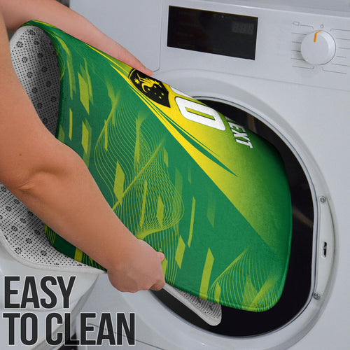 Personalized Socceroos Sport Bathroom Set Green Gold Dynamic Wave Pattern