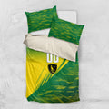 Personalized Socceroos Sport Bedding Set Green Gold Dynamic Wave Pattern
