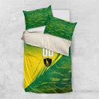 Personalized Socceroos Sport Bedding Set Green Gold Dynamic Wave Pattern
