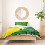 Personalized Socceroos Sport Bedding Set Green Gold Dynamic Wave Pattern