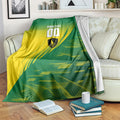 Personalized Socceroos Sport Blanket Green Gold Dynamic Wave Pattern