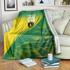 Personalized Socceroos Sport Blanket Green Gold Dynamic Wave Pattern