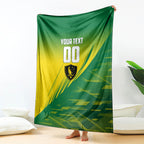 Personalized Socceroos Sport Blanket Green Gold Dynamic Wave Pattern