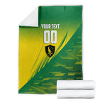 Personalized Socceroos Sport Blanket Green Gold Dynamic Wave Pattern