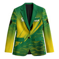 Personalized Socceroos Sport Blazer Green Gold Dynamic Wave Pattern