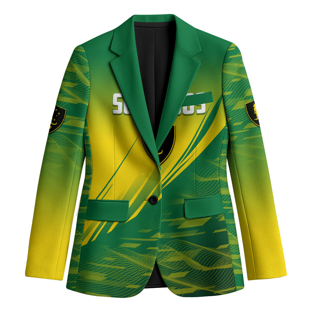 Personalized Socceroos Sport Blazer Green Gold Dynamic Wave Pattern