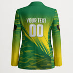 Personalized Socceroos Sport Blazer Green Gold Dynamic Wave Pattern