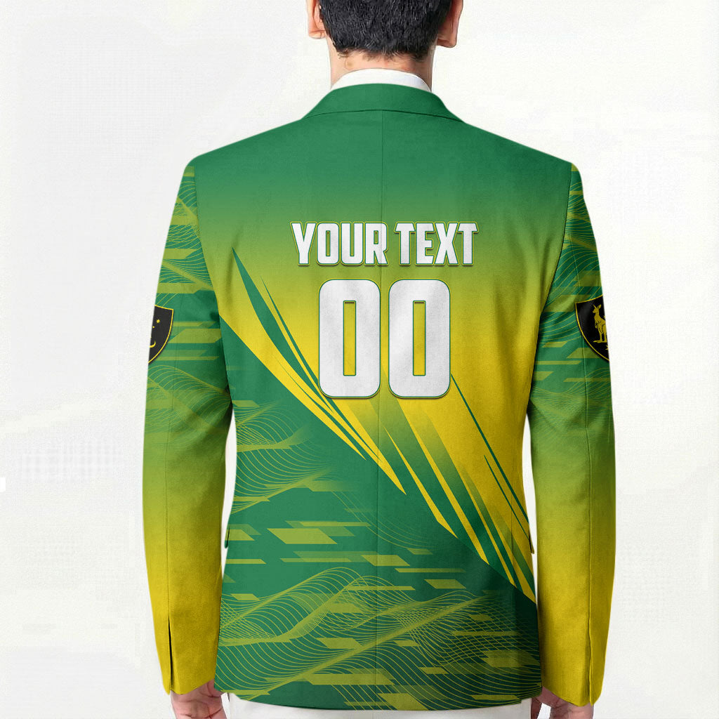 Personalized Socceroos Sport Blazer Green Gold Dynamic Wave Pattern