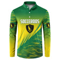 Personalized Socceroos Sport Button Sweatshirt Green Gold Dynamic Wave Pattern