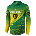 Personalized Socceroos Sport Button Sweatshirt Green Gold Dynamic Wave Pattern