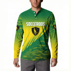 Personalized Socceroos Sport Button Sweatshirt Green Gold Dynamic Wave Pattern