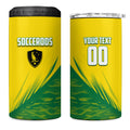 Personalized Socceroos Sport 4 in 1 Can Cooler Tumbler Green Gold Dynamic Wave Pattern