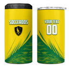 Personalized Socceroos Sport 4 in 1 Can Cooler Tumbler Green Gold Dynamic Wave Pattern
