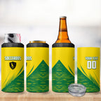Personalized Socceroos Sport 4 in 1 Can Cooler Tumbler Green Gold Dynamic Wave Pattern