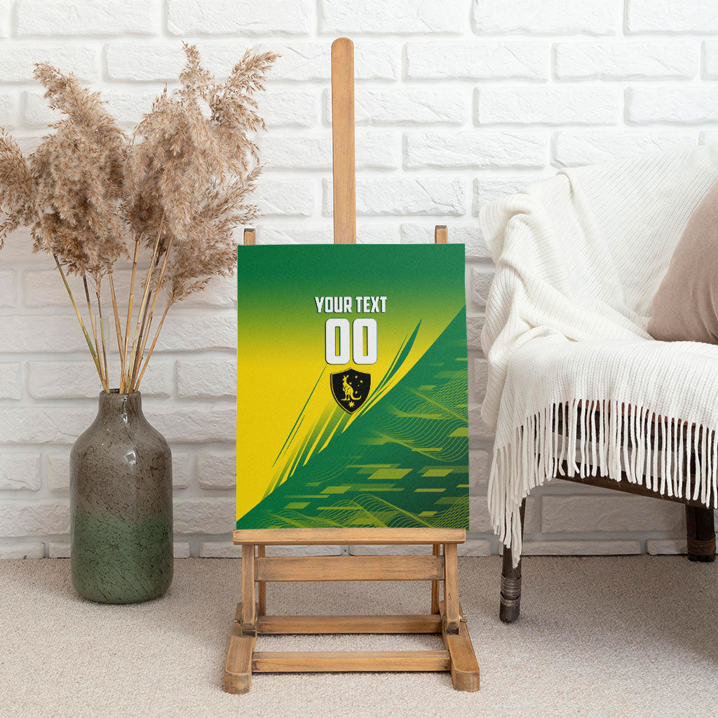 Personalized Socceroos Sport Canvas Wall Art Green Gold Dynamic Wave Pattern